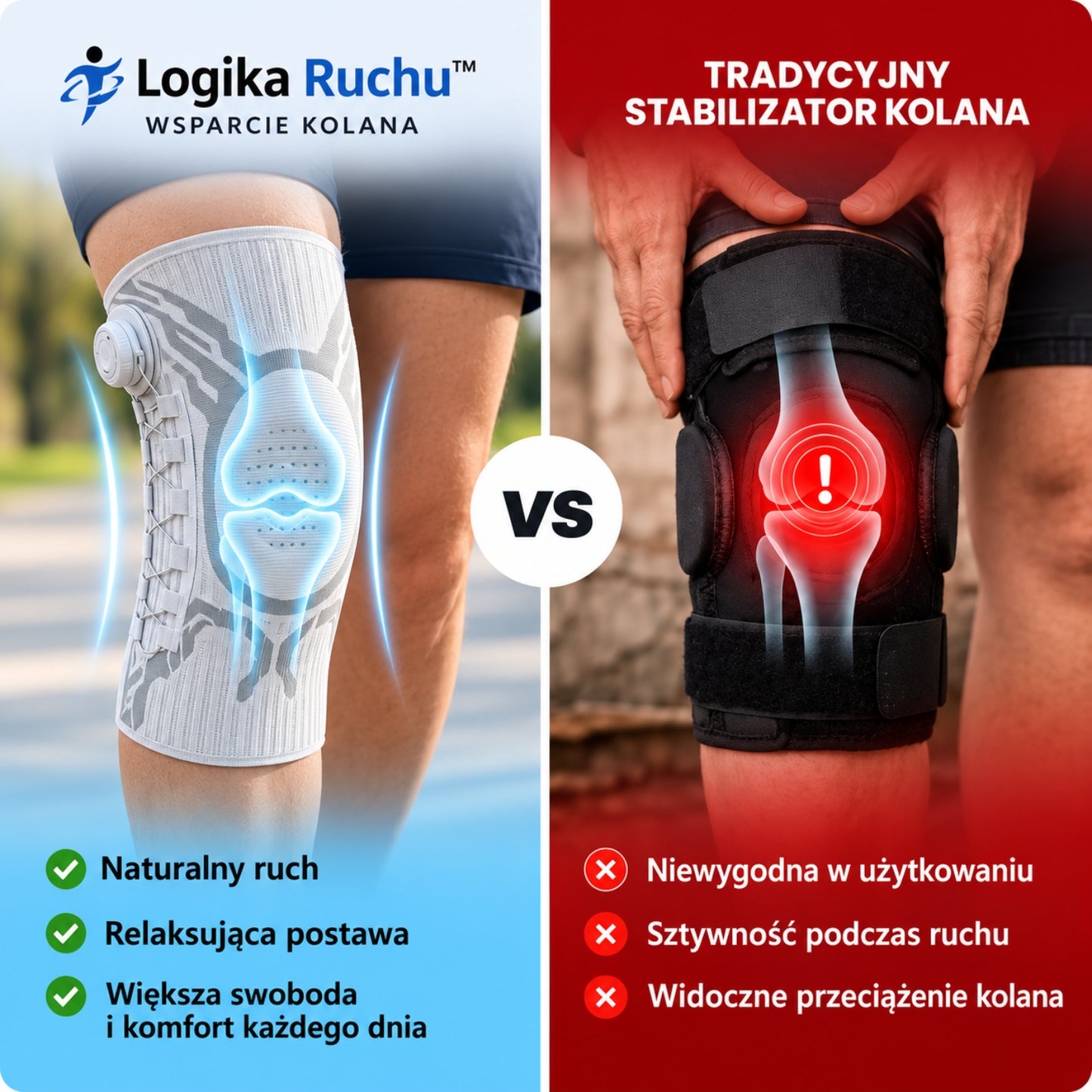 Logika Ruchu™ - Stabilizator Kolana z Regulowaną Kompresją